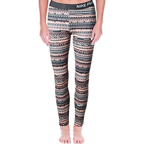 Nike Pro Womens Printed Pull On Athletic Leggings Orange S Cozy Mid-Rise Workout Leggings
