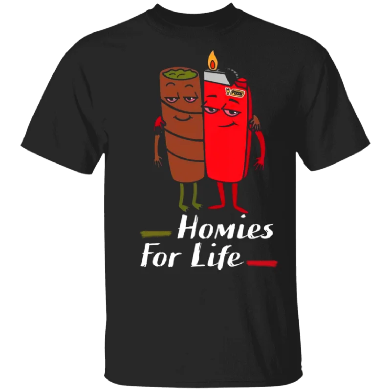 Homies For Life Funny Lighters And Cigar Shirt Matching Cigar Smoking Lover Smoker Gifts T-Shirt Zippered Front Buttoned Front Snap Front