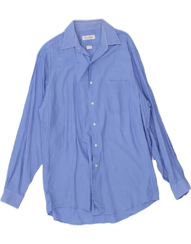 BROOKS BROTHERS Mens Shirt Size 16 Large Blue Cotton Chenille Brocade Lace