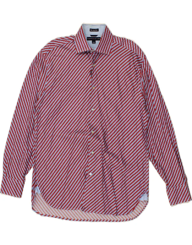 TOMMY HILFIGER Mens Shirt Medium Red Striped Cotton Polka Dot Checkered Tartan