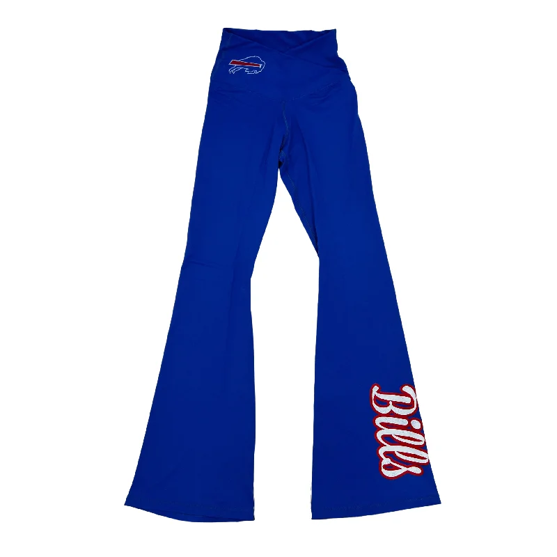 Women's Buffalo Bills Royal Blue Flare Leggings Trendy Colorblock Print Leggings