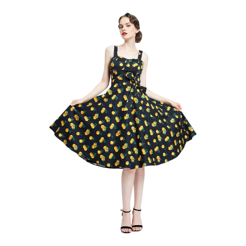 Lana Mandarin Orange Spaghetti Strap Dress Floral Print girly