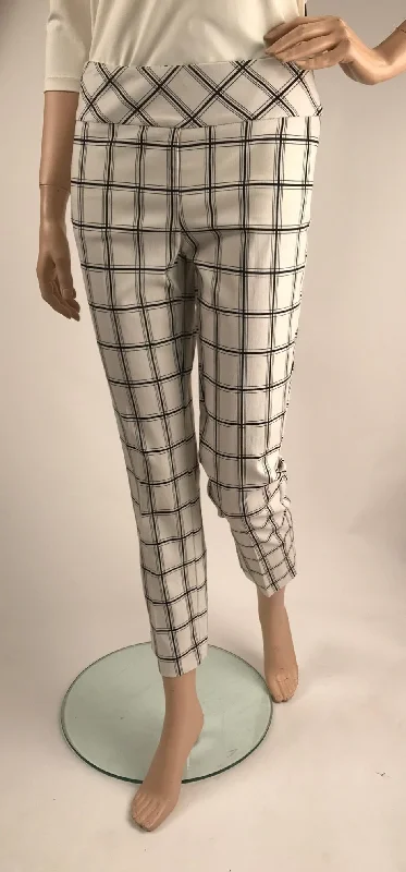 Women's Up! | Large Check Slimming Pull On Pants | Cream Chic Checkered Pants