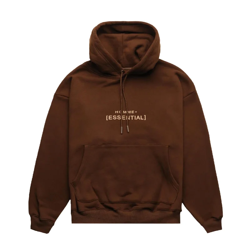 HOMME+ Essential Hoodie Dark Chocolate Hoodie with Relaxed Fit Easy Casual