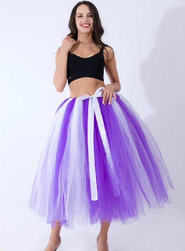 Purple + White Tulle Tutu Middle Skirt linen skirt relaxed