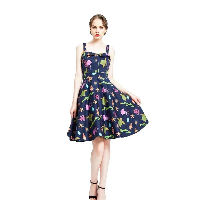 Miss Lulo Kyla Dress in Sealife Print Tunics Silk luxurious