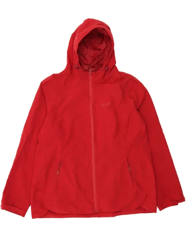 MOUNTAIN WAREHOUSE Womens Hooded Rain Jacket UK 18 XL Red Polyester Belted Jacket Elasticated Jacket Padded Jacket