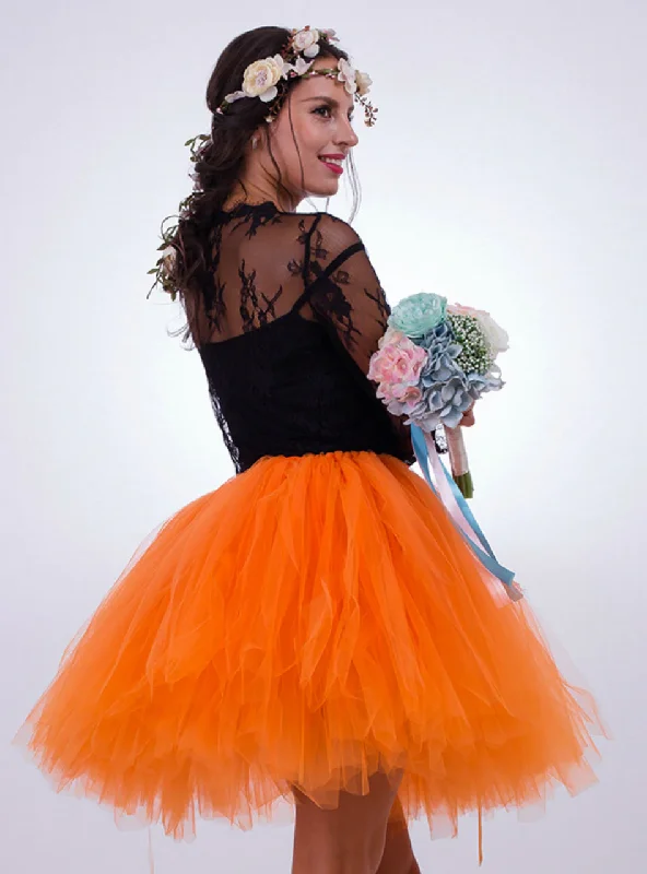 Orange Tulle Short Tutu Skirt low waist skirt