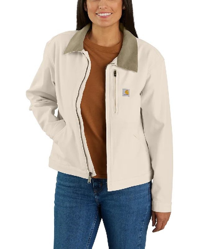 Carhartt Women's Canvas Detroit Jacket - Natural Nylon Jacket Polyester Jacket Spandex Jacket