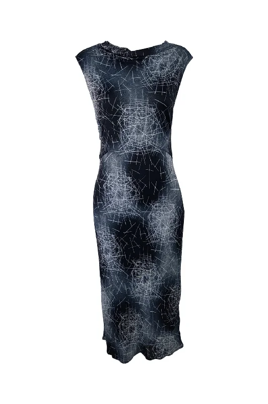 Vintage Open Back Cocktail Party Dress, 1990s Boatneck Modish Everyday