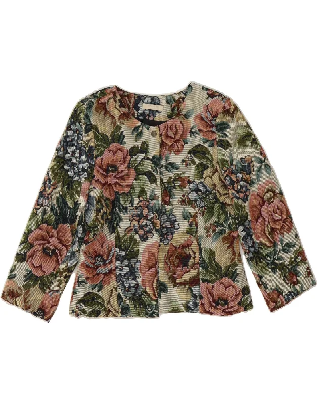 VINTAGE Womens 3/4 Sleeve Blazer Jacket UK 12 Medium Multicoloured Floral Quilted Jacket Puffer Jacket Insulated Jacket VINTAGE Womens 3/4 Sleeve Blazer Jacket UK 12 Medium Multicoloured Floral Quilted Jacket Puffer Jacket Insulated Jacket