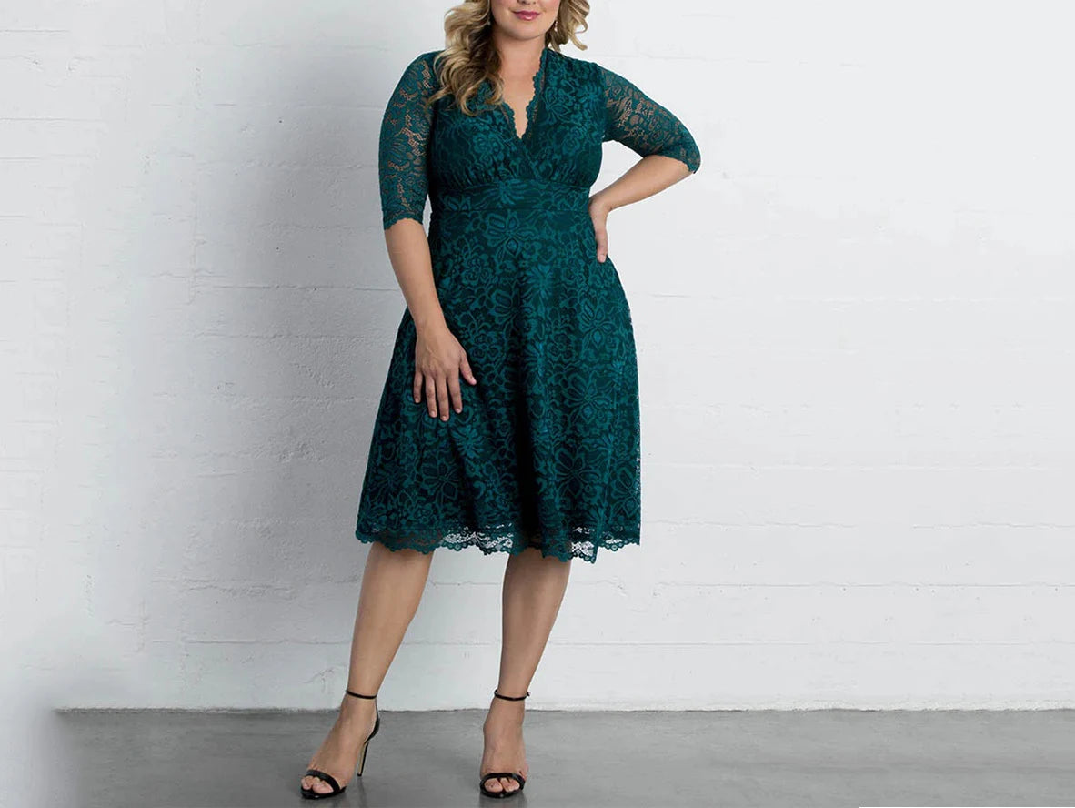 Emerald Green Knee Length Mother of The Bride Dress with Half Sleeves Tunics Brand named