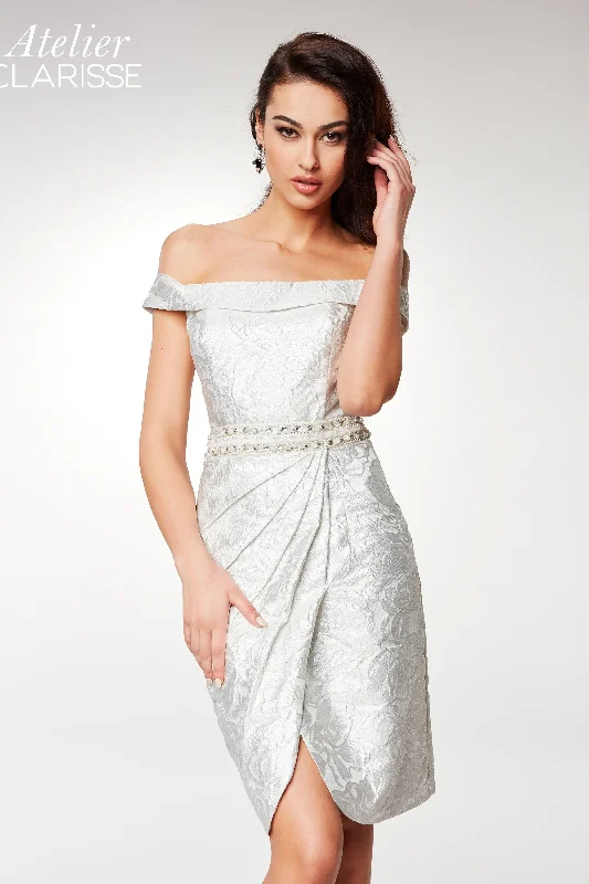 Clarisse -M6561 Fitted Short Cocktail Dress Crew Neckline Sporty