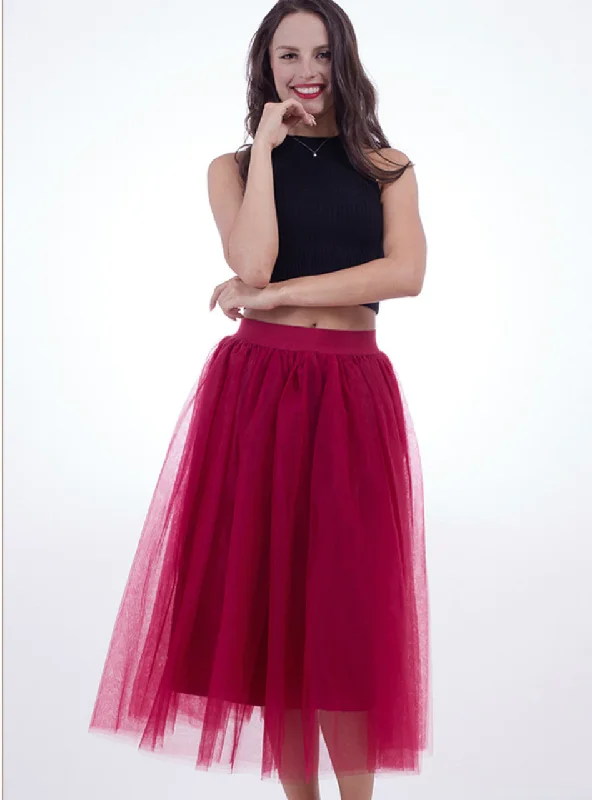Burgundy Large Pendulum Gauze Skirt lightweight skirt design