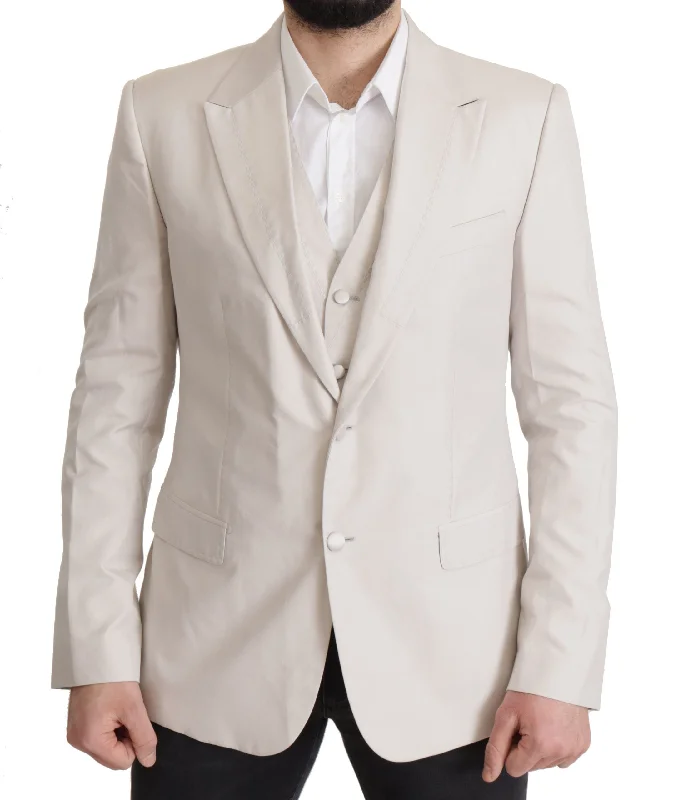 Elegant Light Gray Silk Blend Suit Jacket Set Striped Jacket Polka Dot Jacket Floral Jacket