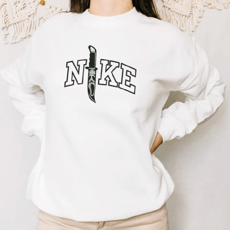 Horror Knife Scream Sweatshirt Hoodie with Batwing Sleeves Loose Dramatic