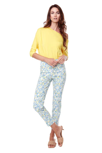 Women's Up! | Speckles Petal Slit Slimming Pull On Pants | Print Casual Skinny Fit Pants