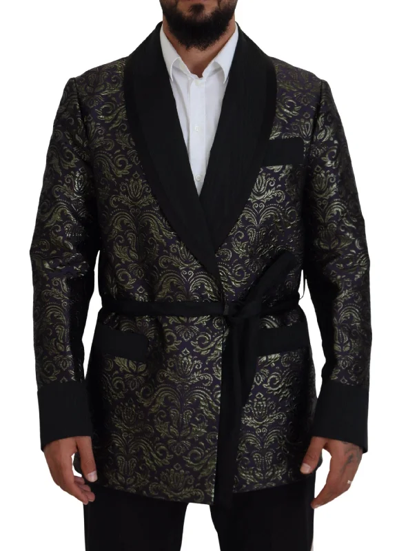Gold Jacquard Robe Jacket Appliqued Jacket Beaded Jacket Sequined Jacket