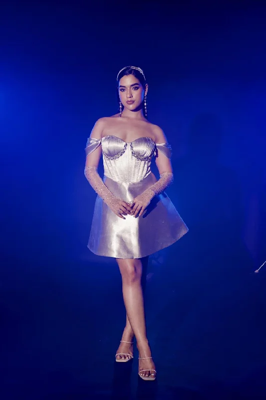 Silver Corset Dress Tunics Sophisticated sleek