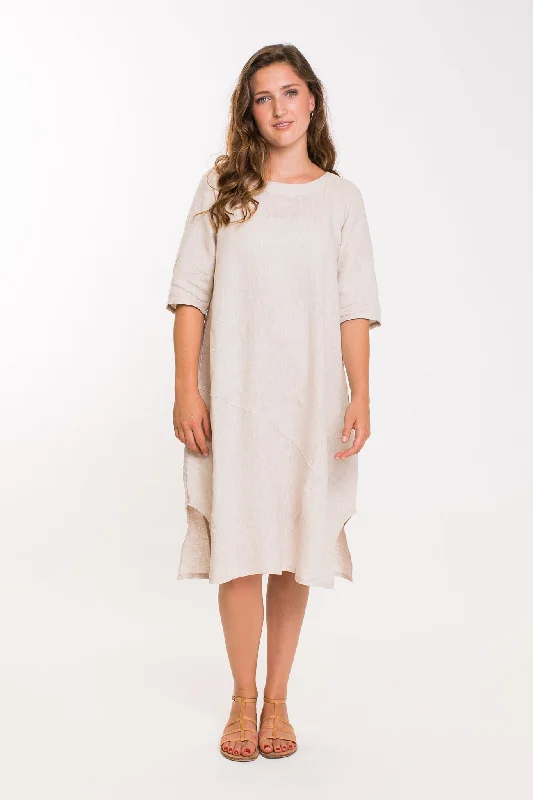 GA91 Split Hem Dress in Natural