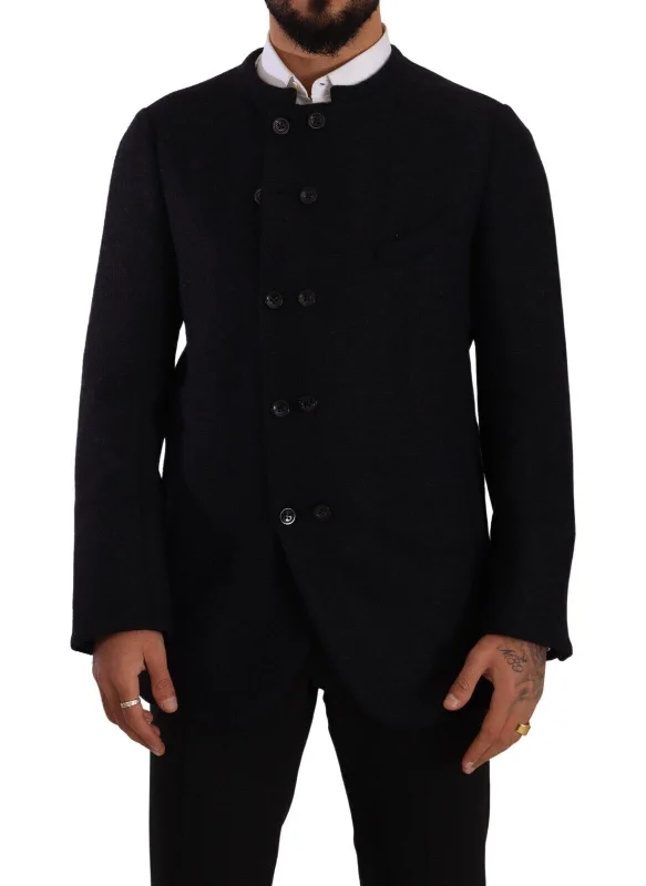Elegant Dark Grey Alpaca Blend Jacket Ribbed Jacket Pleated Jacket Ruffled Jacket