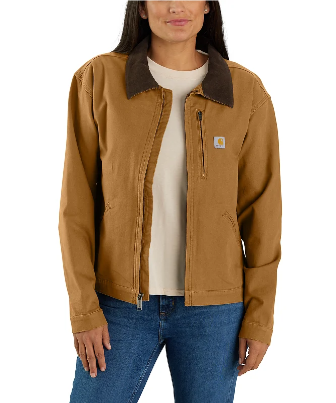 Carhartt Women's Canvas Detroit Jacket - Carhartt Brown Front Pockets Side Pockets Patch Pockets Carhartt Women's Canvas Detroit Jacket - Carhartt Brown Front Pockets Side Pockets Patch Pockets