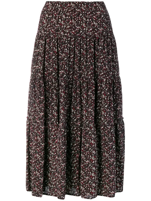 floral print midi skirt high waist skirt
