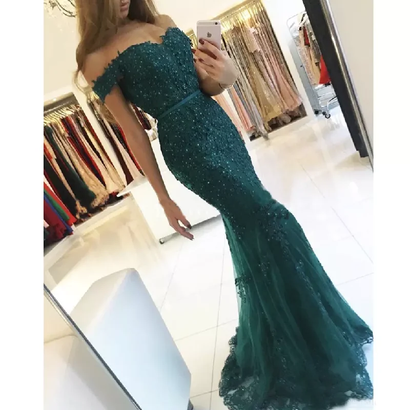 Long Prom Dress, Tulle Prom Dress, Off Shoulder Backless Prom Dress, Applique Prom Dress, Beading Prom Dress, Floor-Length Party Dresses, LB0785 Tunics Trendy modern