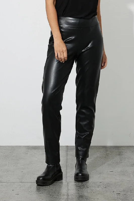 Women's Joseph Ribkoff | Faux Leather Slimming Pant | Black Fashionable Jogger Pants