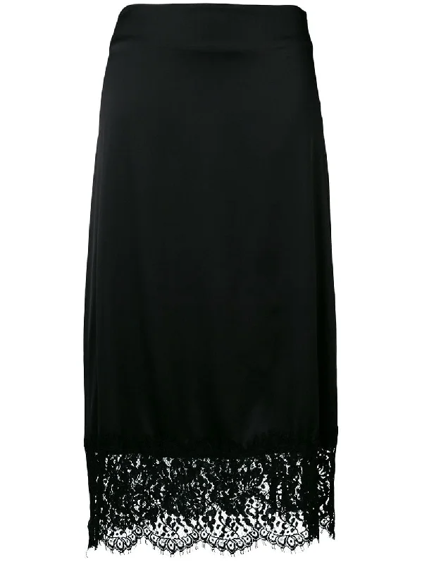 lace hem midi skirt chiffon skirt flowing
