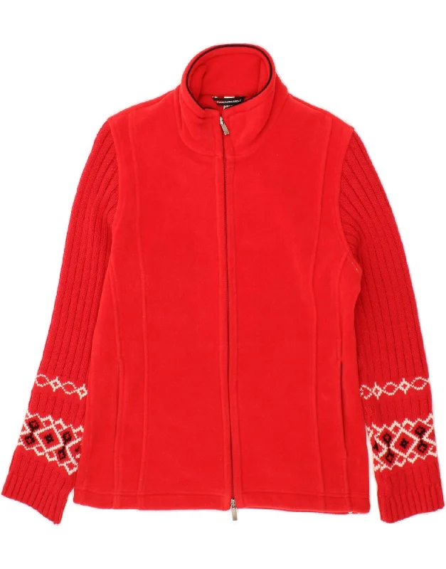 CAMPAGNOLO Womens Fleece Jacket IT 42 Medium Red Polyester Knit Fabric Woven Fabric Fleece Fabric CAMPAGNOLO Womens Fleece Jacket IT 42 Medium Red Polyester Knit Fabric Woven Fabric Fleece Fabric