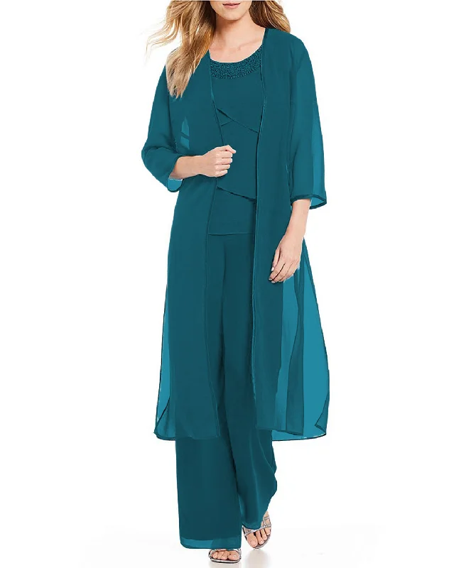 Classic Turquoise Chiffon Three Pieces Beaded Mother of the Bride Dresses Tunics Sale discount