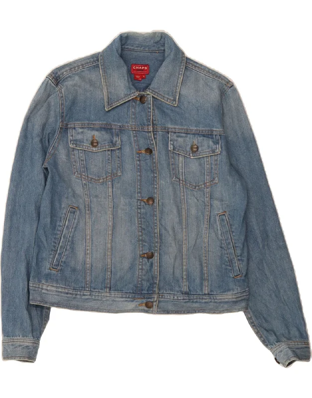 CHAPS Womens Oversized Denim Jacket UK 10 Small Blue Cotton Wool Jacket Cashmere Jacket Tweed Jacket