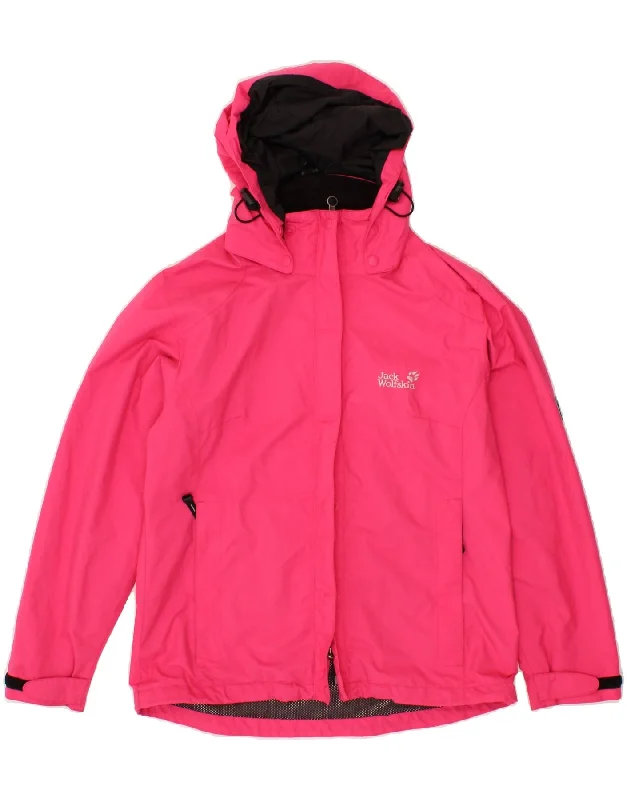 JACK WOLFSKIN Womens Hooded Rain Jacket UK 12 Medium Pink Polyester Denim Jacket Leather Jacket Suede Jacket JACK WOLFSKIN Womens Hooded Rain Jacket UK 12 Medium Pink Polyester Denim Jacket Leather Jacket Suede Jacket