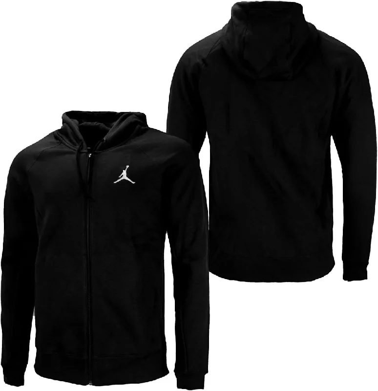 Jordan Air Jumpman Full-Zip Fleece Basketball Hoodie, Black, S Hoodie with High-Low Hem Asymmetrical Trendy