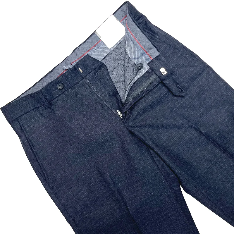 Navy Blue Heather Check Dress Pant - Soho Fit| Ballin Elegant Palazzo Trousers