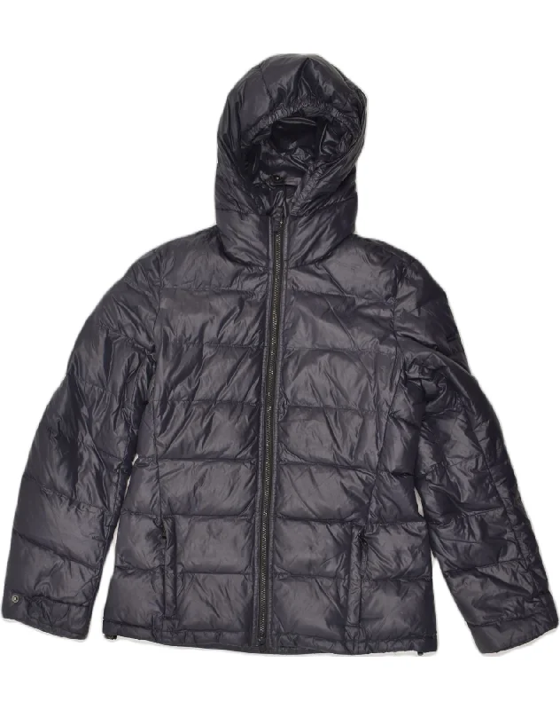 ELLESSE Womens Hooded Padded Jacket UK 12 Medium Grey Nylon Rayon Jacket Velvet Jacket Corduroy Jacket ELLESSE Womens Hooded Padded Jacket UK 12 Medium Grey Nylon Rayon Jacket Velvet Jacket Corduroy Jacket