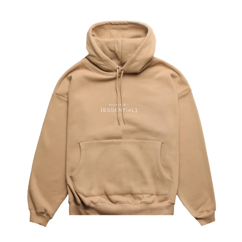 HOMME+ Essential Hoodie Dark Taupe Hoodie with Drop Shoulder Relaxed Streetwear