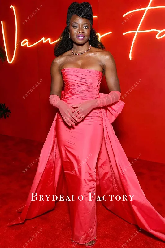 Danai Gurira Watermelon Strapless 2024 Oscars After Party Dress Turtleneck Warm Winter