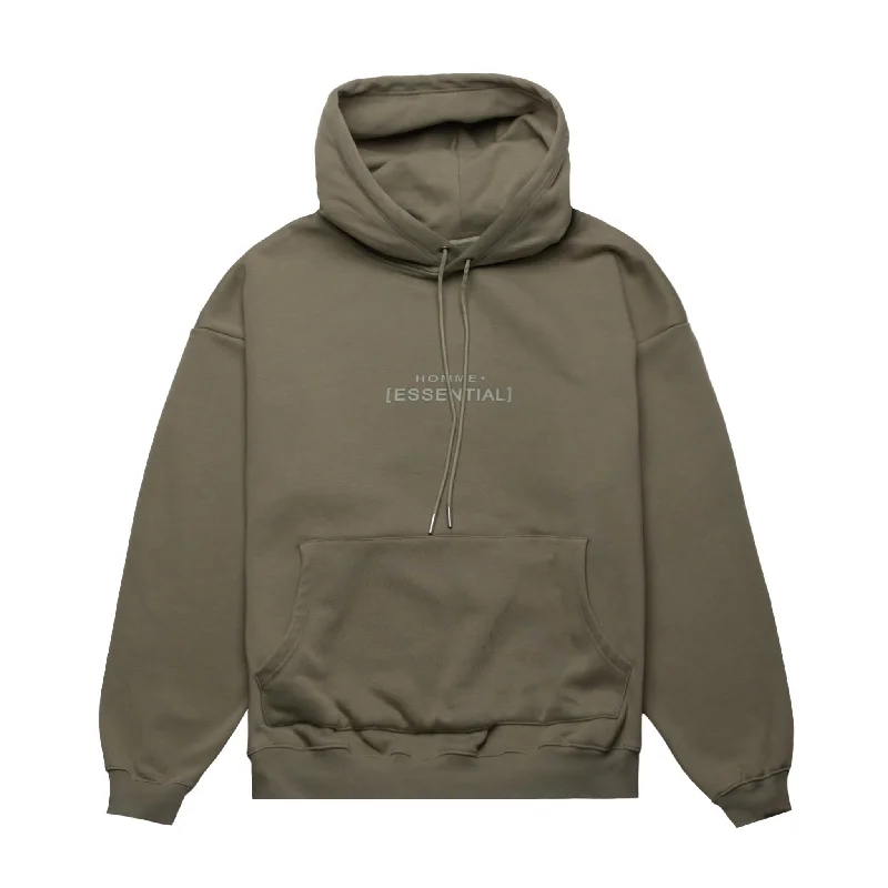 HOMME+ Essential Hoodie Light Army Hoodie with Pocket Utility Practical