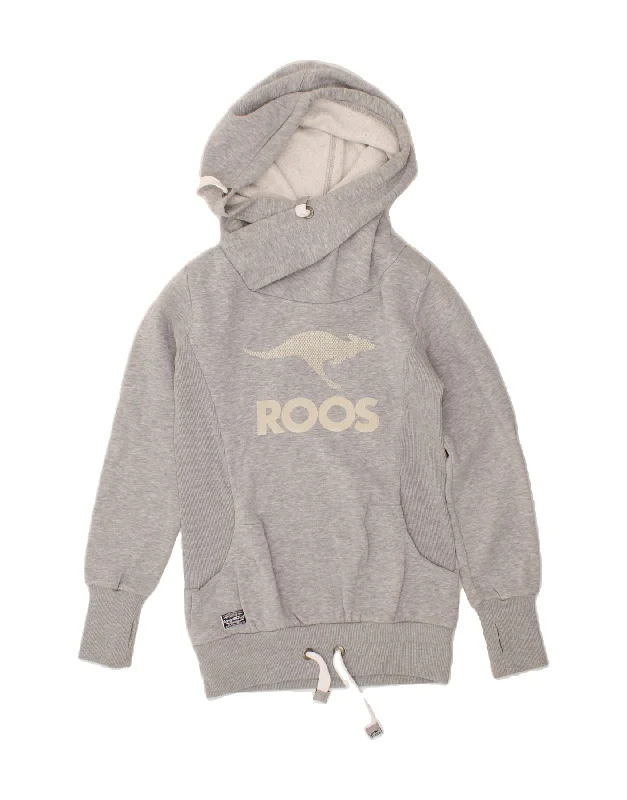 KANGAROOS Womens Graphic Hoodie Jumper UK 12 Medium Grey Polyester Hoodie with Pattern Geometric Abstract