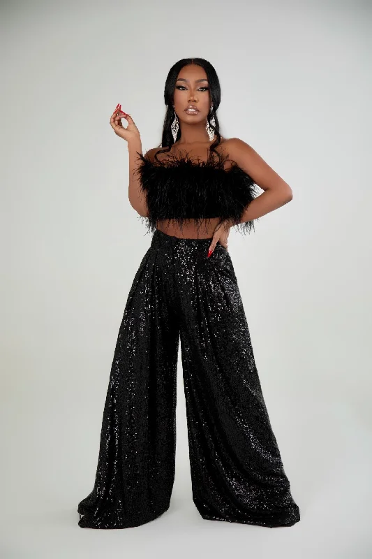 Luna Black Sequin Pants Sleek Black Pants