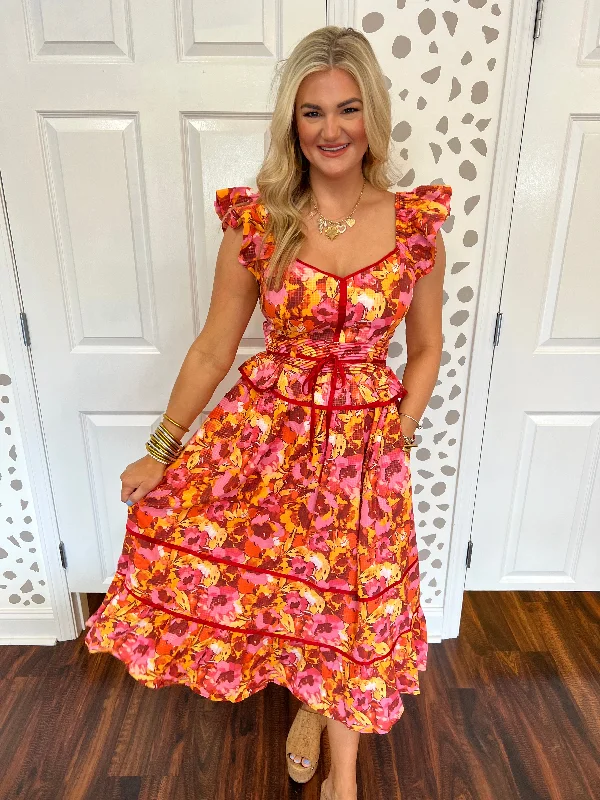 Mollie Multi Red Floral Dress Tunics Recommended stylist