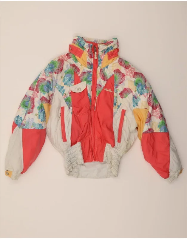ELLESSE Womens Windbreaker Jacket US 6 Medium Multicoloured Colourblock Faux Fur Fabric Real Fur Fabric Shearling Fabric