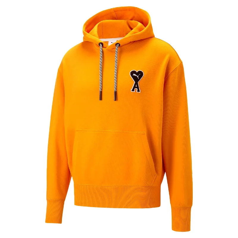 Puma x AMI Hoodie Jaffa Orange Hoodie with Front Slit Layering Stylish