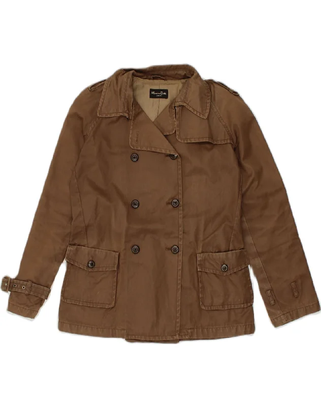 MASSIMO DUTTI Womens Double Breasted Military Jacket UK 18 XL Brown Cotton Striped Jacket Polka Dot Jacket Floral Jacket