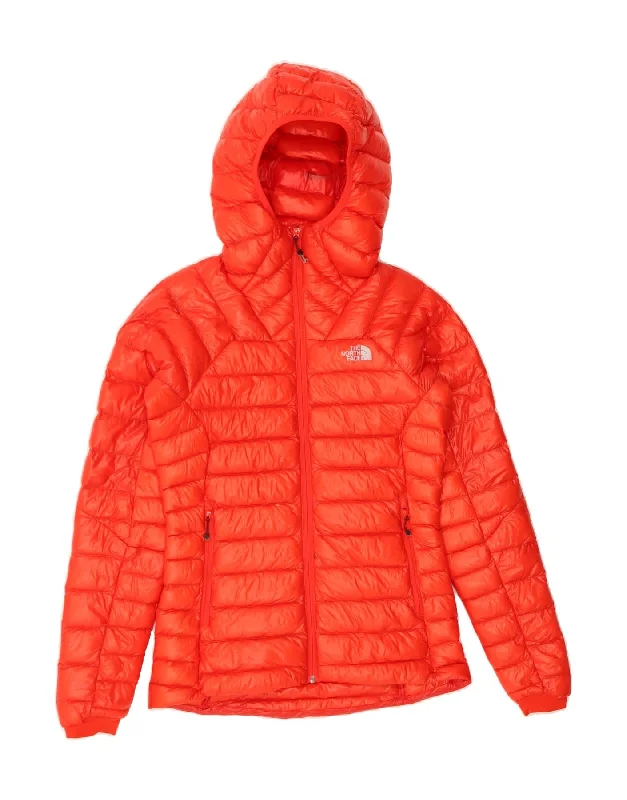 THE NORTH FACE Womens Hooded Padded Jacket UK 10 Small Orange Fleece Fabric Down Fabric Feather Fabric THE NORTH FACE Womens Hooded Padded Jacket UK 10 Small Orange Fleece Fabric Down Fabric Feather Fabric