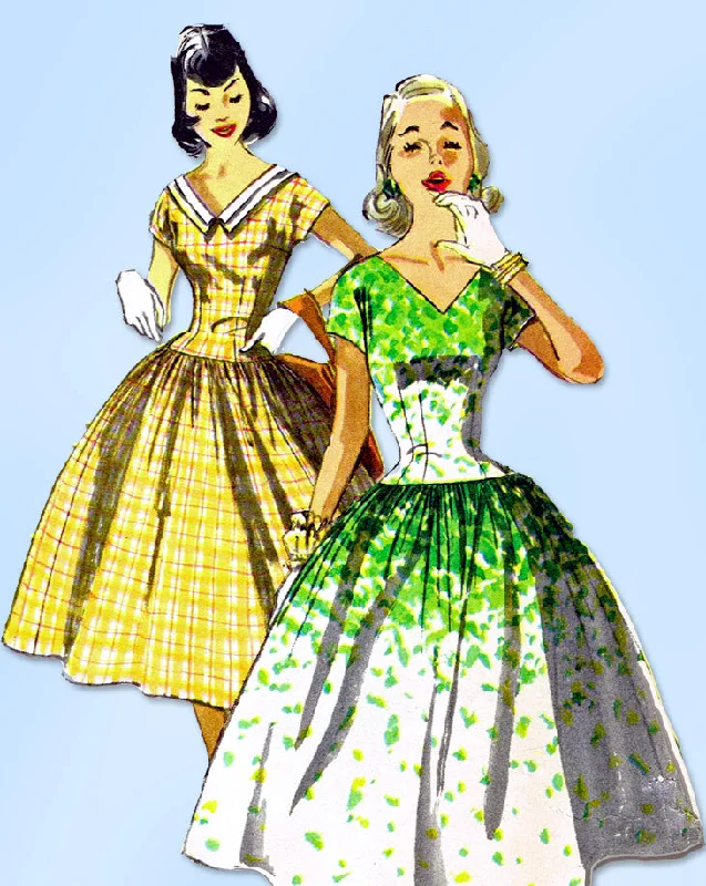 1950s Original Vintage Simplicity Pattern 1195 Easy Misses Party Dress Size 30 B Tunics Custom made
