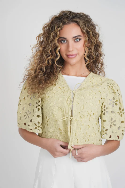 Front Row Eyelet Crop Jacket Jersey Jacket Tulle Jacket Batik Jacket