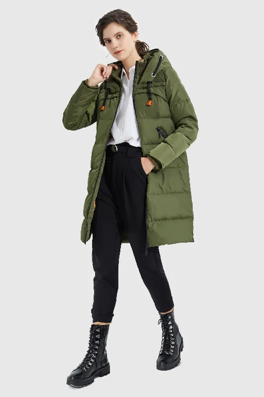 Long Thickened Hooded Down Jacket Stand-Up Collar Roll-Neck Collar Turtle Neck